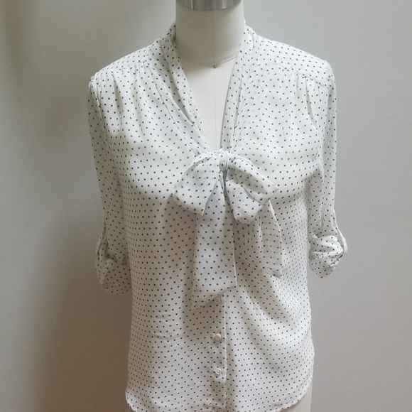 Jacob Brand White Button Down Polka Dot Blouse - Picture 3 of 11